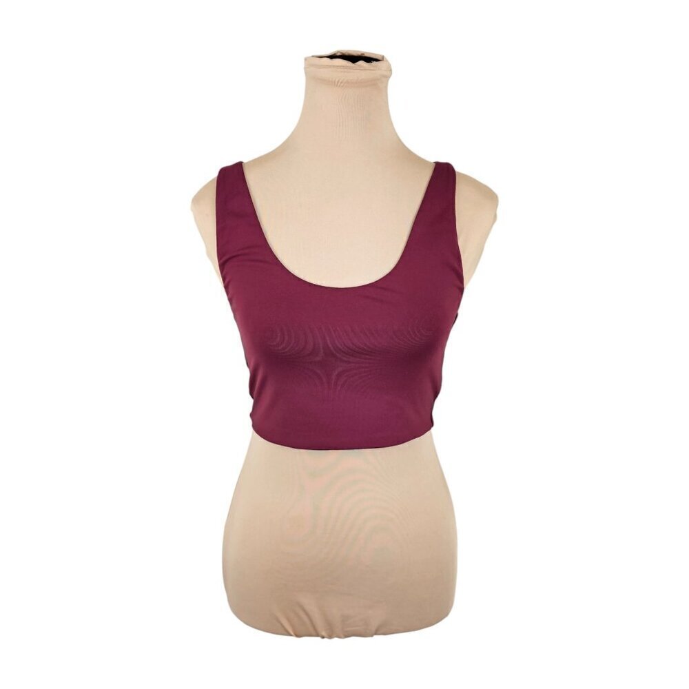 Babaton Aritzia Burgundy Plum Cropped Stretchy Top Sz M